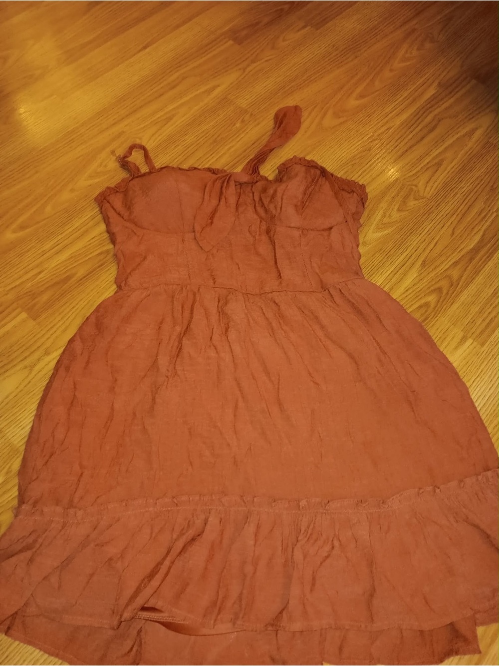 AUW Rust-Orange Ruffled Mini Dress